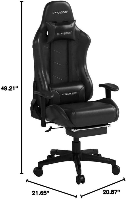 Gaming Chair with Footrest Speakers Video Game Chair Bluetooth Music Heavy Duty Ergonomic Computer Office Desk Chair (Black)
