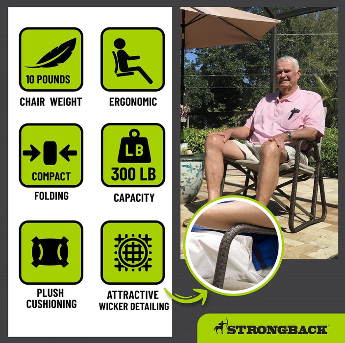 Folding Patio Chair - Ergonomic Design for Back Pain Relief