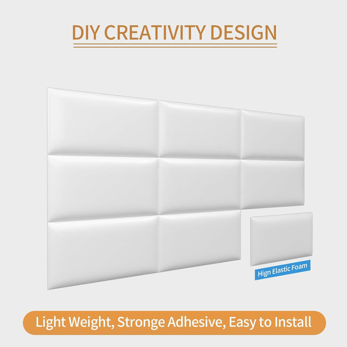 Headboards Wall Panel for Full, Queen and King - Self-Adhesive 3D Upholstered Panel for Bedroom/Living Room (12 Pieces 9.84 in X 23.6 In)