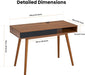 Walnut Wood Desk with Drawer, 42.5" Mid Century Modern Writing Desk