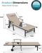 Outdoor Lounge Chair with Pillow, 5-Position Aluminum Chaise Lounge with Wheels & Armrests, 400 Lbs Heavy Duty Patio Pool Chair for Deck, Backyard, Beach & Poolside, Khaki