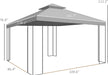 10' X 12' Patio Gazebo with Corner Frame Shelves, Double Roof Outdoor Gazebo Canopy Shelter with Netting for Patio, Wedding, Catering & Events, Brown