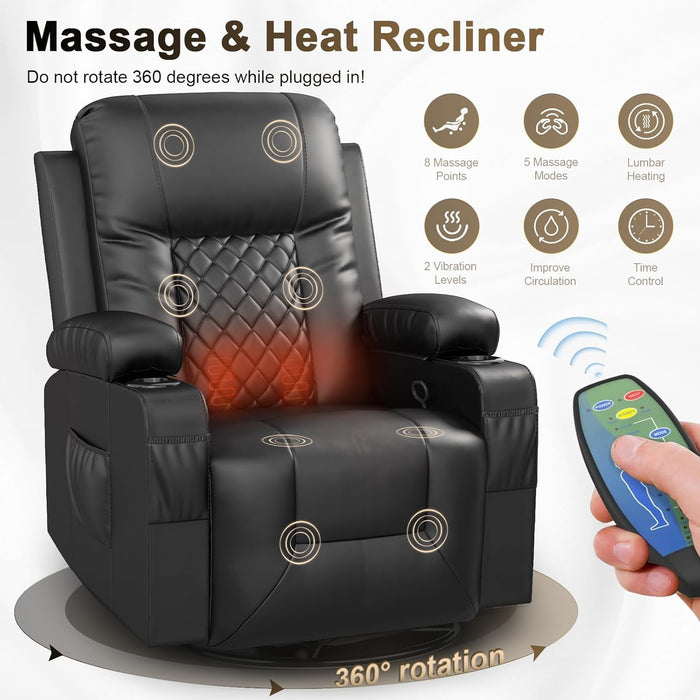 Living Room Furniture Set, Loveseat Recliner and 2PC Massage Recliner Chair, Luxury Reclining Sofa 3PC Set for Living Room (2+1+1)
