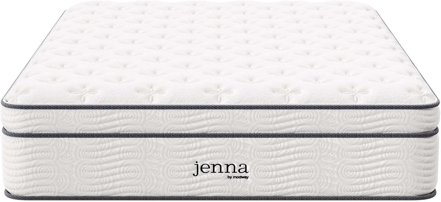 Jenna 14” Innerspring and Memory Foam Queen Mattress with Individually Encased Coils, White