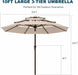 10Ft Patio Umbrella, 3 Tier Outdoor Market Table Umbrellas with 8 Fiberglass Ribs and Push Button Tilt, Windproof, Vented Canopy, UV Protection for Deck, Pool, Backyard