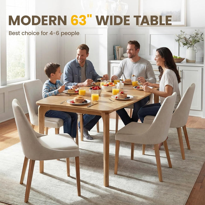 63 Inch Oak Finish SolidWood DiningTable Contemporary