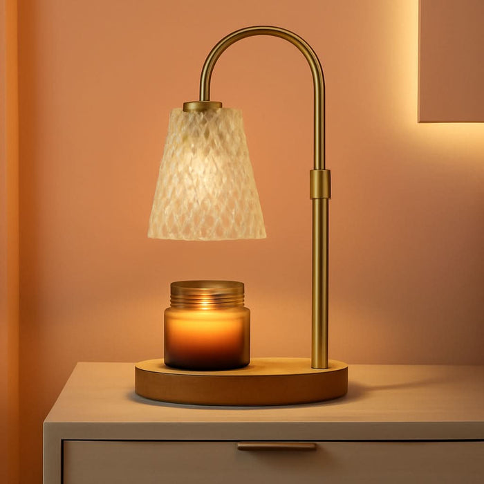 Candle Warmer Lamp Electric Timer - Candles Wax Warmers Glass Lamps for Jar Candles Burner No Flame Scented Melting Warming Lantern Adjustable Height Dimmable Light with 2 Bulb for Home Living Bedroom