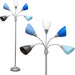 LF2006-SBG 67" Contemporary Multi Head Medusa 5 Light Adjustable Gooseneck Silver Floor Lamp with Blue, White, Gray Shades for Kids Bedroom Playroom Living Room Office