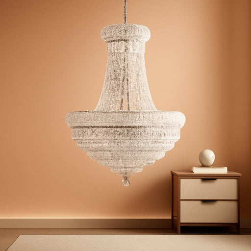 Empire Crystal Chandelier for Dining Room, 14 Light Chandelier Light Fixture for Foyer Entryway Living Room Stairway Bedroom Chrome Finish 24 Inch