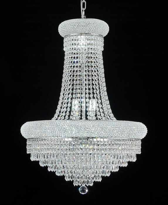 Empire Crystal Chandelier for Dining Room, 14 Light Chandelier Light Fixture for Foyer Entryway Living Room Stairway Bedroom Chrome Finish 24 Inch
