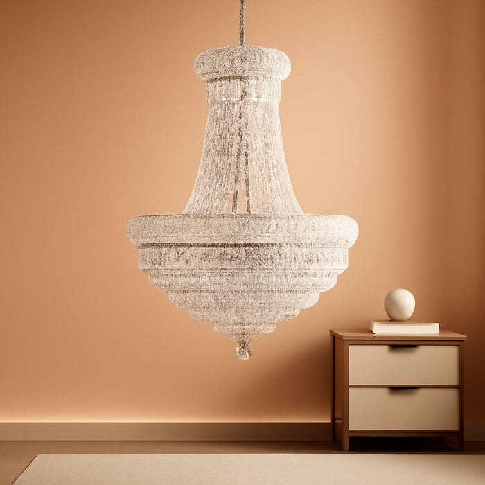 Empire Crystal Chandelier for Dining Room, 14 Light Chandelier Light Fixture for Foyer Entryway Living Room Stairway Bedroom Chrome Finish 24 Inch