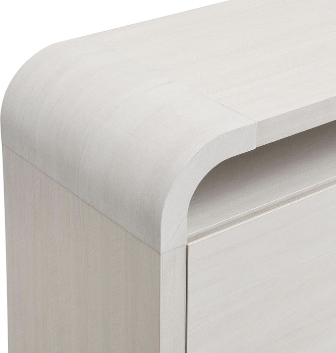 Waterfall Sideboard Buffet Cabinet with Open Shelf and Hidden Storage