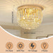 Modern 3-Lights Crystal Chandelier French Gold,11.8" Semi Flush Mount Crystal Ceiling Light LED round Chandelier Light E12 Base for Bedroom Living Room
