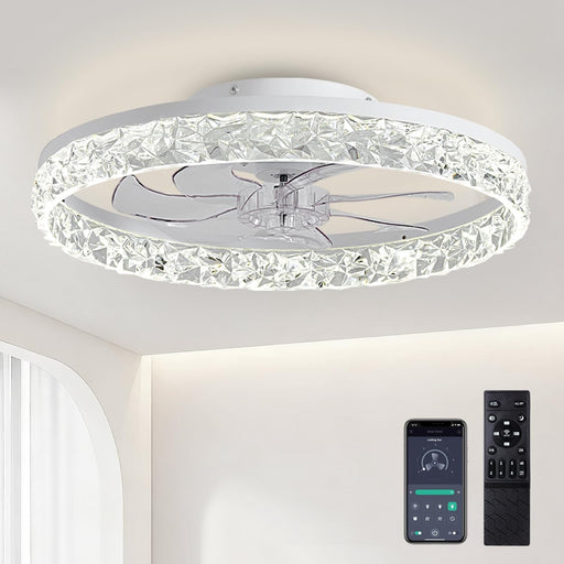 Ceiling Fans with Lights and Remote, 19.7" Low Profile Ceiling Fan with Light, 3000-6500K Dimmable, 6 Speeds and Stepless Color Temperature Change for Bedroom, Living Room and Kids Room(White)