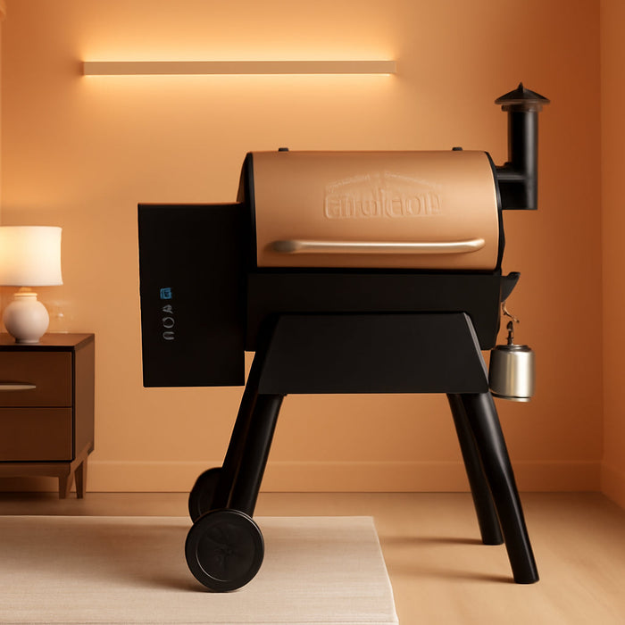 Grills Pro 22 Wood Pellet Grill & Smoker, Electric Pellet Smoker Grill Combo, 6-In-1 BBQ Versatility, 572 Sq. In. Grilling Capacity, Meat Probe, 450 Degree Max Temperature, 18LB Hopper, Bronze