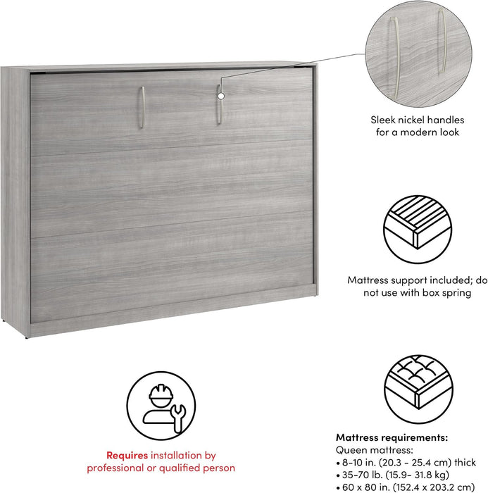 Queen Size Horizontal Contemporary Gray Murphy Bed