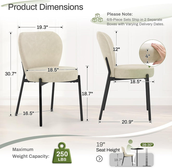 4" Modern Dining Chairs Set of 4, Beige Leather