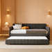 Twin Daybed with Trundle Bed Twin, Linen Upholstered Day Bed with Arm and Backrest, No Box Spring Needed Daybed, Twin Size Day Bed Gray