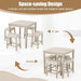 5-Piece Bar Table Set, Square Breakfast Set for 4 W/Padded Stools, Small Kitchen Table Set W/Rubber Wood Legs, Space-Saving Dining Table Set for Living Room, Kitchen, Small Space