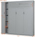 Queen Size Murphy Bed Wall Bed with Shelves, Drawers and LED Lights,Gray