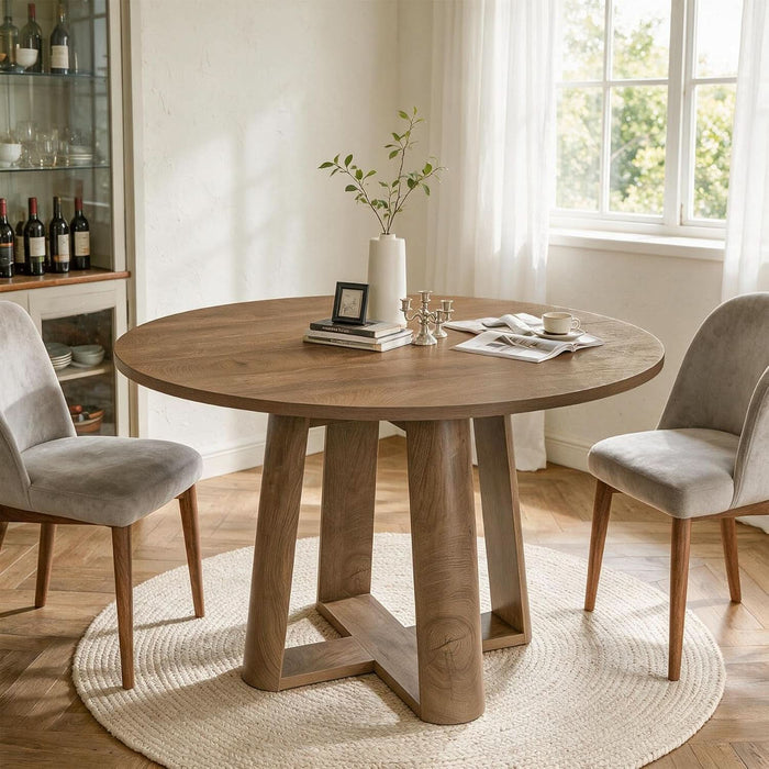 round Dining Table for 4-6 People, 47-Inch Kitchen Table