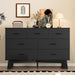 Dresser for Bedroom with 7-Drawer, 47.2" Wide Modern Chest of Drawers with Metal Handles, X-Shape Base & Adjustable Center Leg, Anti-Tip Closet Organizers and Storage