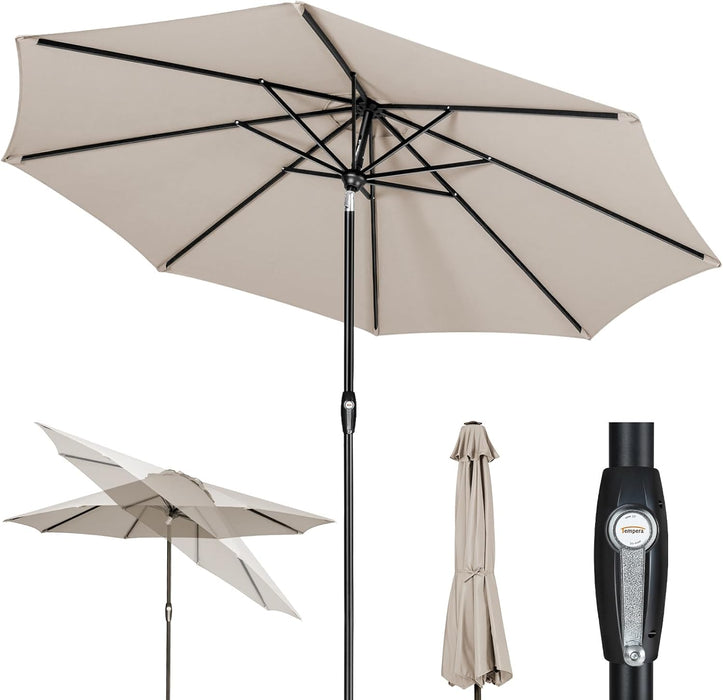 Patio Market Outdoor Table Umbrella with Auto Tilt and Crank, Large Sun Umbrella with Sturdy Pole & Fade Resistant Canopy, Easy to Set