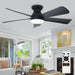 Modern Ceiling Fan with Light: 42-Inch Black Small Fans for Bedroom Indoor Outdoor - Dimmable Low Profile Ceiling Fans with Remote Control Flush Mount 5 Reversible Black Blades 6 Speeds Timer