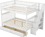 Full Over Full Bunk Bed GrayStairsWithDrawersStorageSystem
