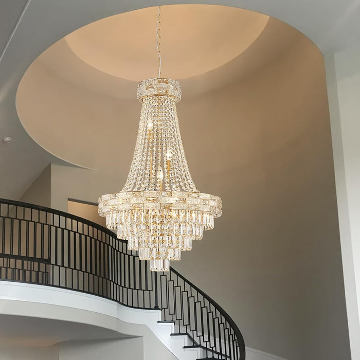 Crystal Chandelier 12 Lights 36Inches Gold Pendant