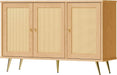 Buffet Cabinet with Set of 2 Storage, Kitchen Storage with 3 Rattan Decorated Doors, Accent Cabinet Sideboard for Dining Room, Living Room, Entryway, Hallway, Natural
