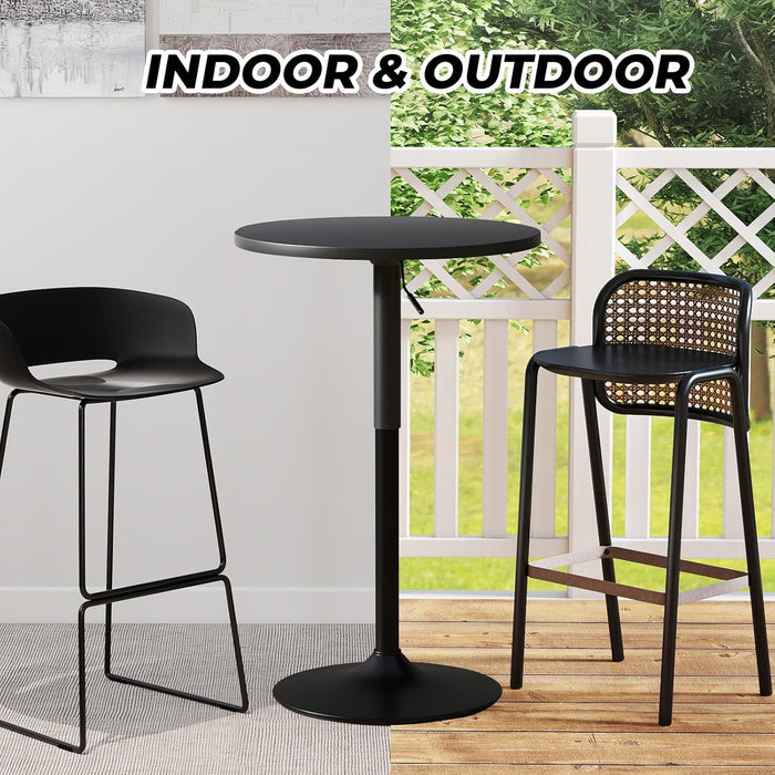 23.6'' round Pub Table, Adjustable Height Cocktail Tables for Events, Swivel High Top Table for Bistro, Kitchen, Restraurant, Indoor & Outdoor, Black