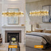 Modern Crystal Chandelier, 16-Lights 2 Tiers Dining Room Chandelier over Table, 36'' K9 Crystal Gold Rectangular Chandeliers for Kitchen Island Adjustable Long Chandeliers for Living Room