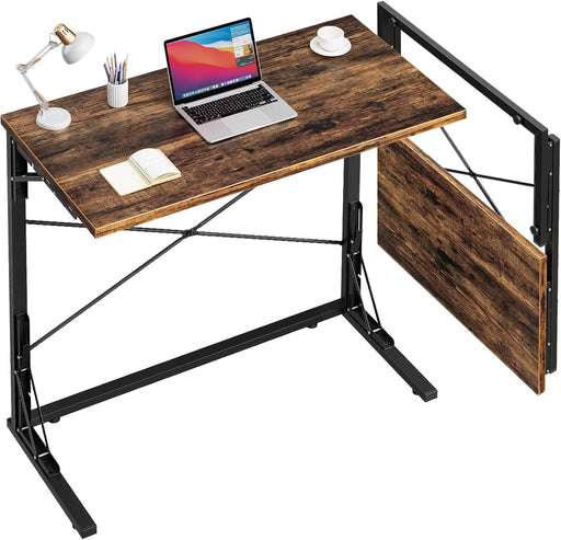31.5Inch Collapsible Tray Desk RusticBrown Premium Finish
