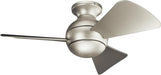 Sola 34" LED Indoor Outdoor Ceiling Fan in Brushed Nickel, 3-Blade, 3000K, (34" W X 11" H), 330150NI