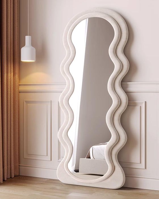 White Irregular Wavy Full Length Mirror