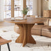 round Dining Table for 4-6 People - 47" Circle Kitchen Dinner Table with Sturdy Pedestal Base, Small Spaces Dinning Room Furniture for Living Room, Kitchen, Apartment, Brown