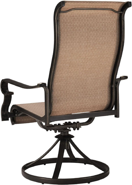 Brigantine 7-Piece Outdoor Dining Set, Weather-Resistant Patio Dining Set for 6 with Rectangular Table and Sling Swivel Rockers for Backyard, Patio, Deck, Porch, Pergola, Poolside