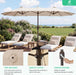 15Ft Large Patio Umbrella with Base, Outdoor Rectangle Umbrella Double-Sided Market Umbrella with Stand for Pool, Deck, Backyard and Garden, Beige