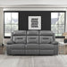 Power Double Recliner Sofa, Top Grain Leather Match Reclining Sofa with Pillow Top Armrests, Home Theater Seating, Wall Hugger Recliner Couch with USB Port, 87" W, Dark Gray