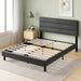 Piper Upholstered Platform Bed with Paneled Headboard, Queen