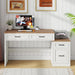 61" Farmhouse Computer Desk with Storage and File Drawer, Executive Desks with Printer Stand, Rustic Large Home Writing Desk for Home Office.