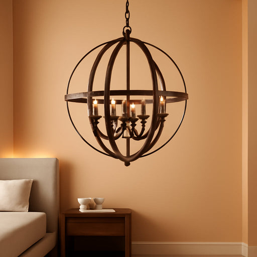Oil Rubbed Bronze Six Light Residential Chandelier