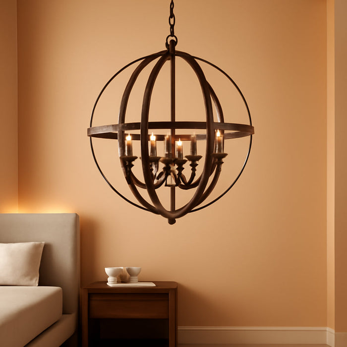 Oil Rubbed Bronze Six Light Residential Chandelier