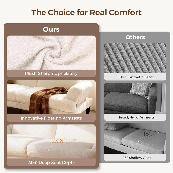 Beige SeventyNineInches Futon Sofa Bed Convertible