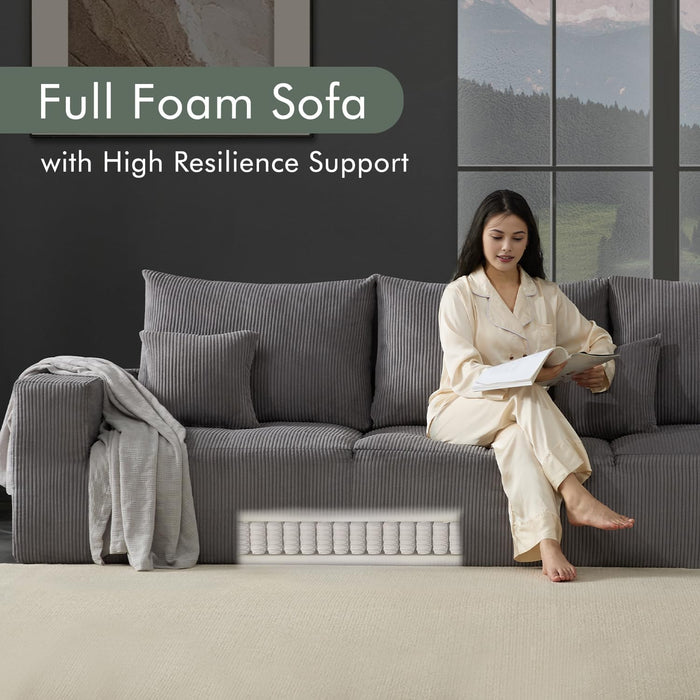 Gray 113Inch Modular Upholstered Sectional Sofa Sleeper