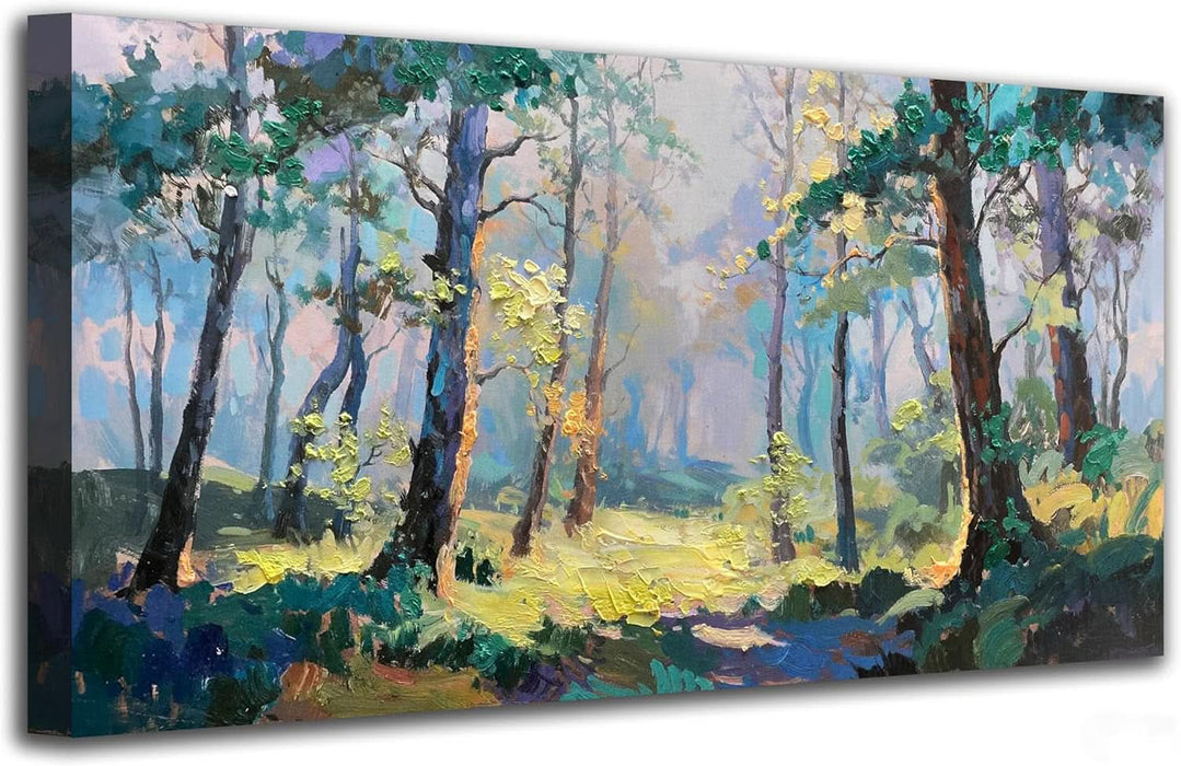 Forest Wall Art for Living Room 48"X24", Botanical Nature Scenery Wall Decor, Tree Landscapes Canvas Painting Artwork for Home Hallway Dining Room Office Bedroom