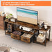 TV Stand for Tvs up to 75 Inch, Entertainment Center with Fabric Drawers, TV Media Console Table with Open Storage Shelves for Living Room, Bedroom, Rustic Brown
