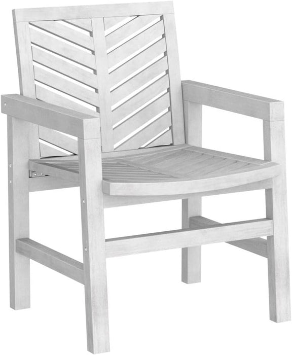 AZWC2VINWW Avalon Chevron Solid Acacia Wood Outdoor Chair, White Wash