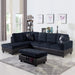 Lint&Pvc L Shaped Sectional Sofa, Sectional Couch Sofa, Modern Living Room Furniture Sets, Dark Blue and Brown(No Ottoman)